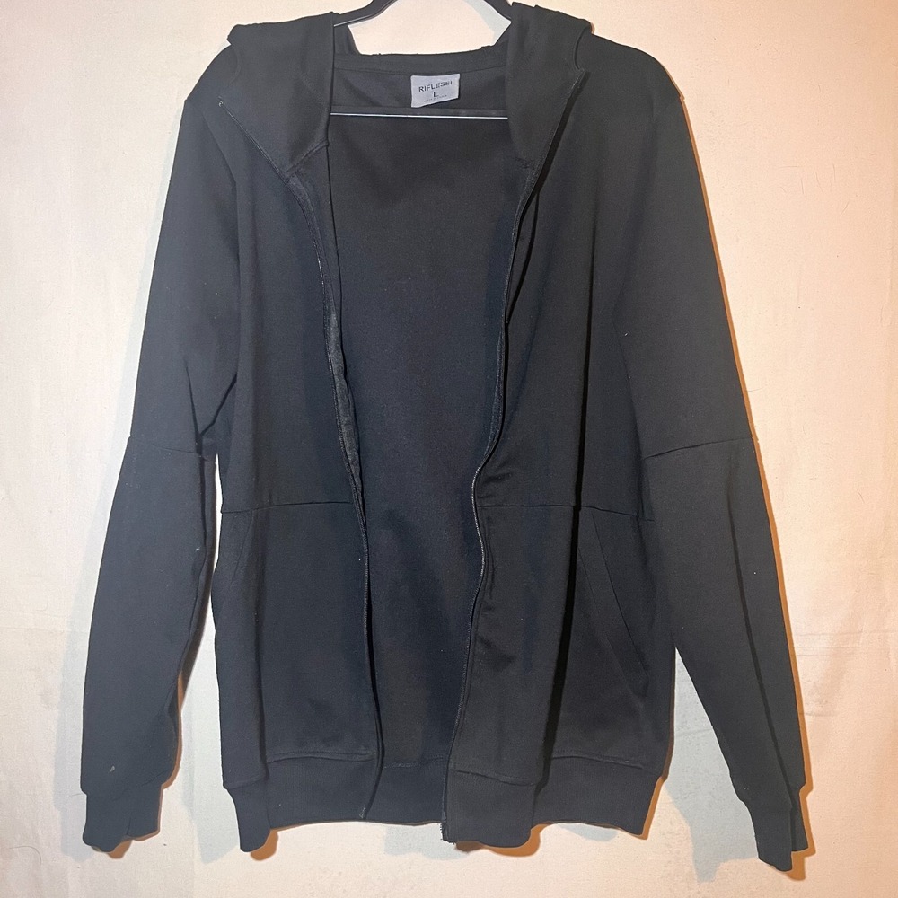 Riflessi‎ Collection Jacket Mens Large Black Full Zip Hooded A70